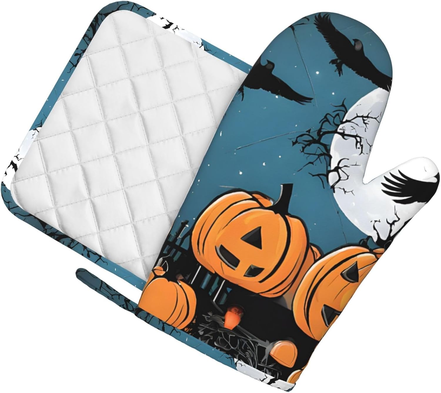 Trick-or-Treat Halloween Pumpkins Heat-Resistant Oven Mitts for Cooking