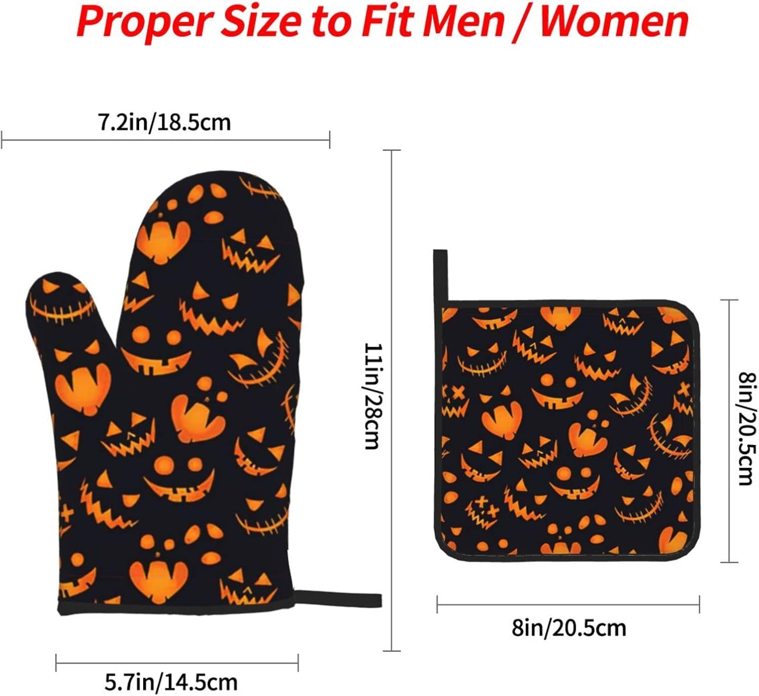 Pumpkin Oven Mitts Heat-Resistant Set of 4