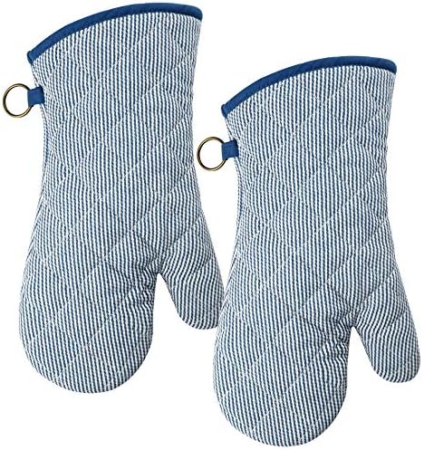 RED LMLDETAHeat-Resistant Oven Mitts Durable 100 Cotton Non-Slip Washable Protector