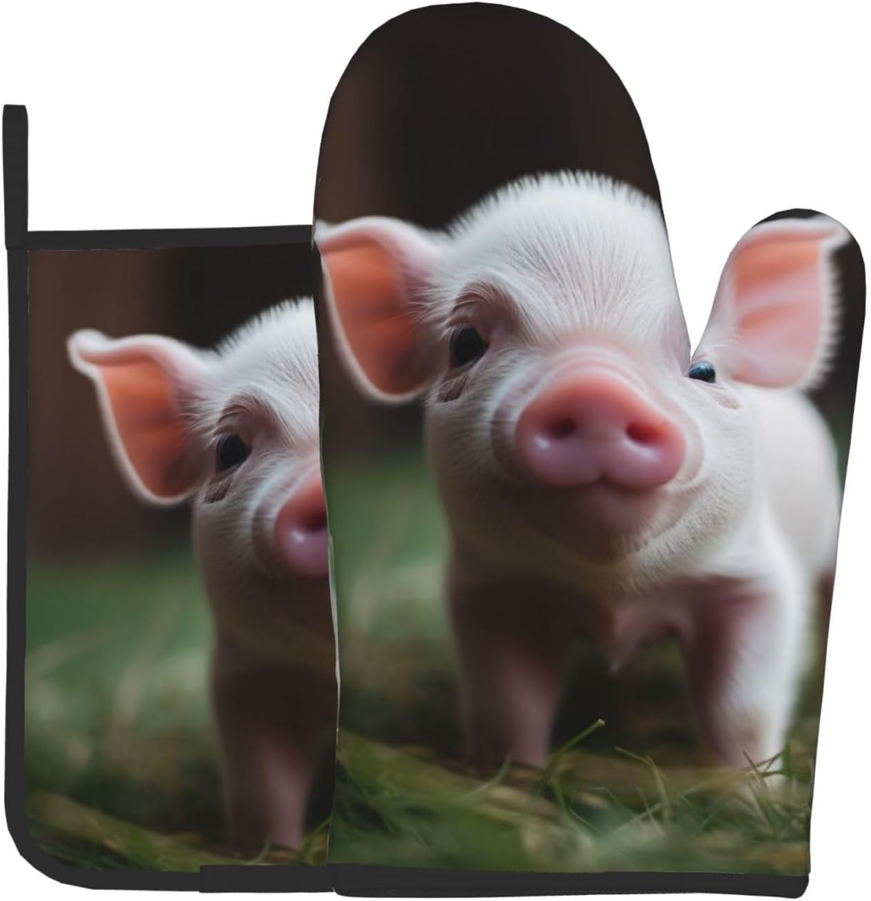 Cute Baby Pig Printed Oven Mitts and Pot Holders 2PCS Set