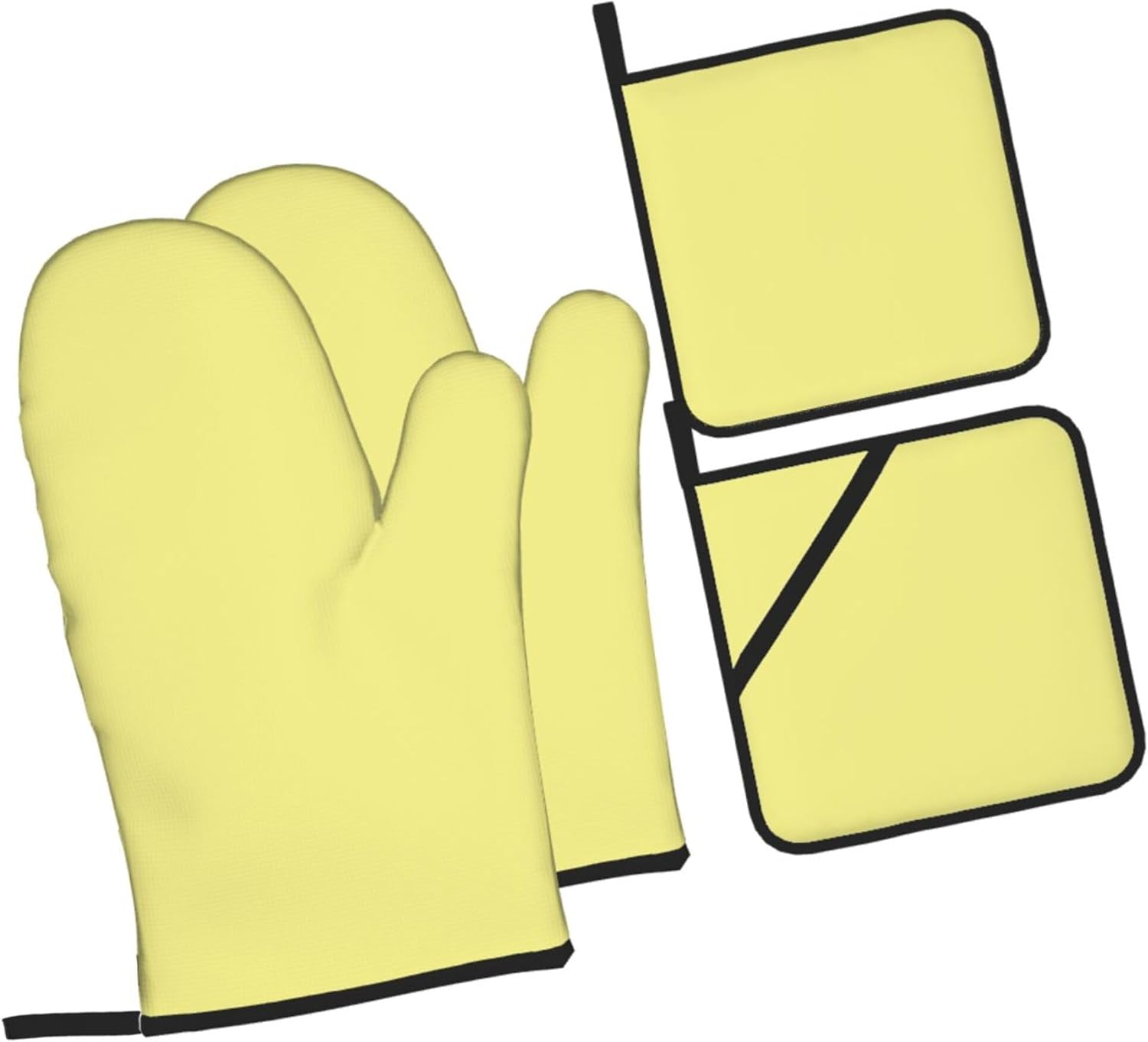 Curdesi Heat-Resistant Oven Mitts Set 4PCS Pale Yellow