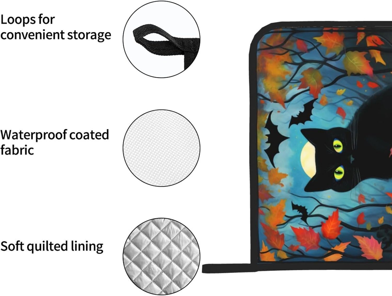 Halloween Black Cat Pumpkin Leave Pot Holder Set
