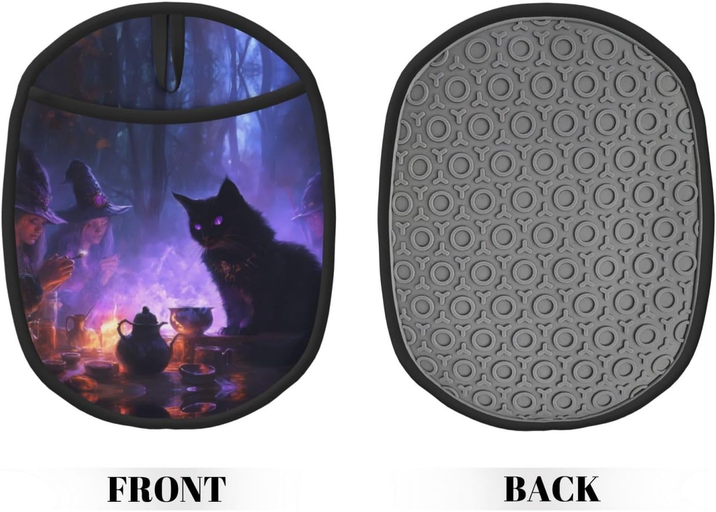Mysterious Halloween Cat Oven Mitts