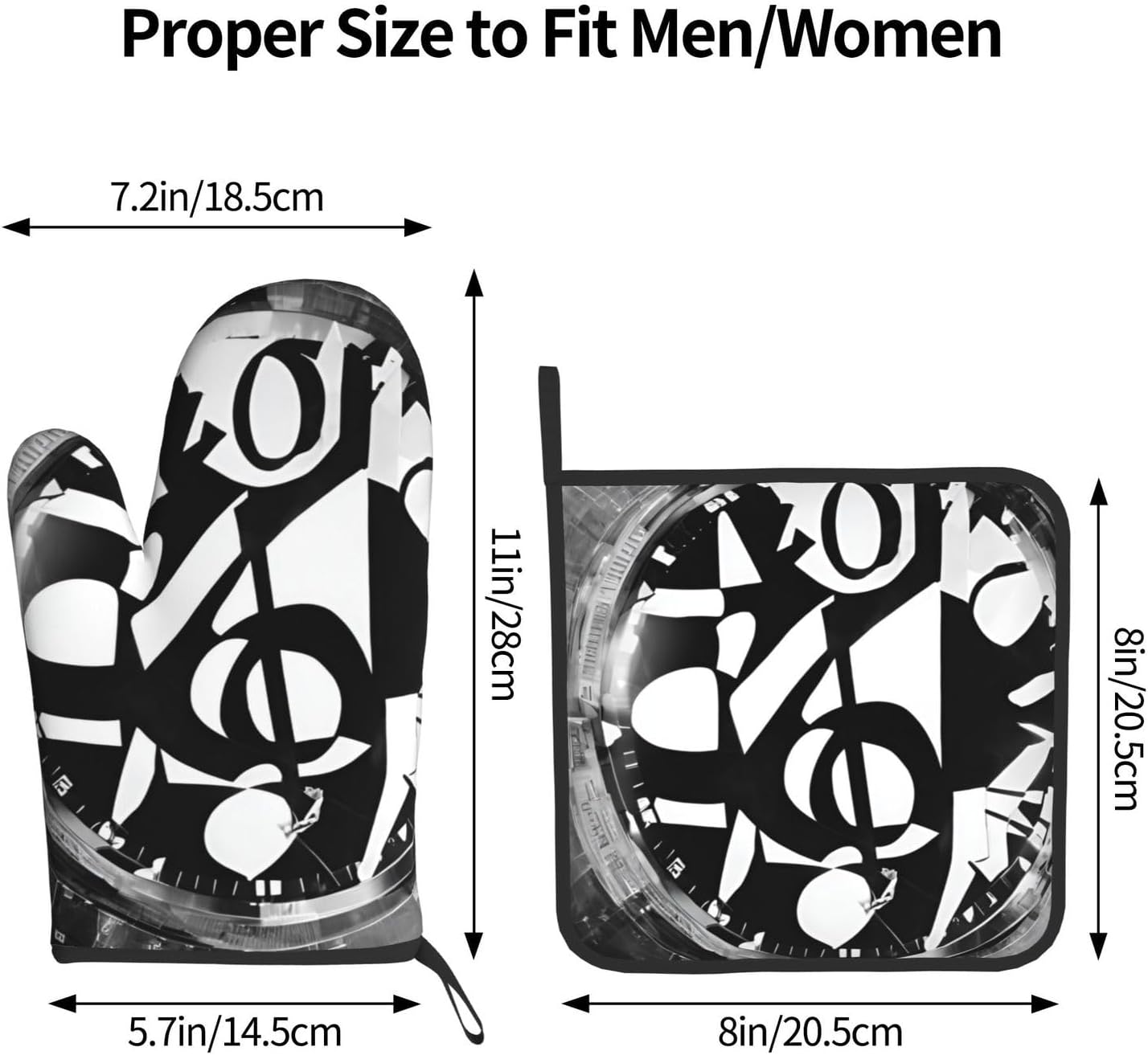 Musical Theme Oven Mitt Pot Holder Set