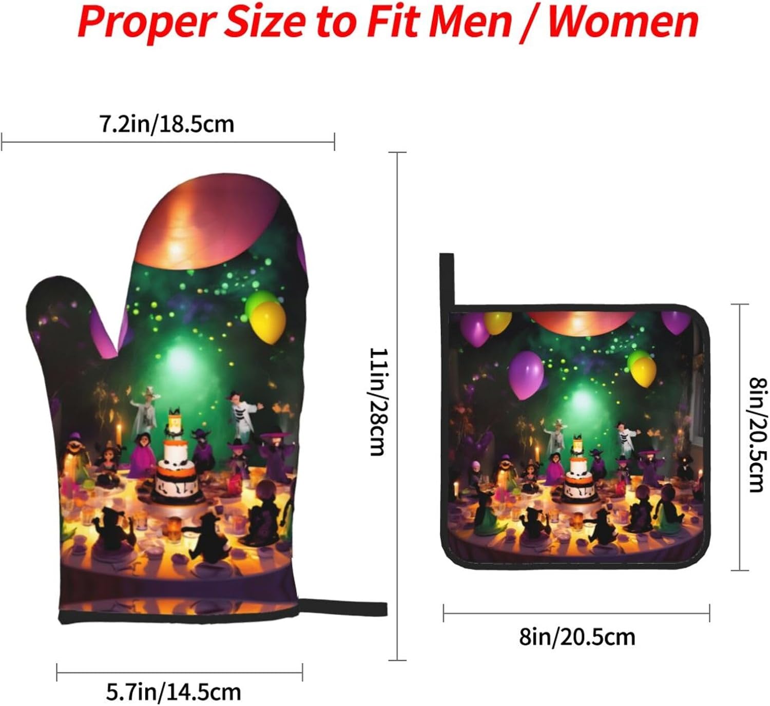 Halloween Party Oven Mitts Heat-Resistant Waterproof Durable