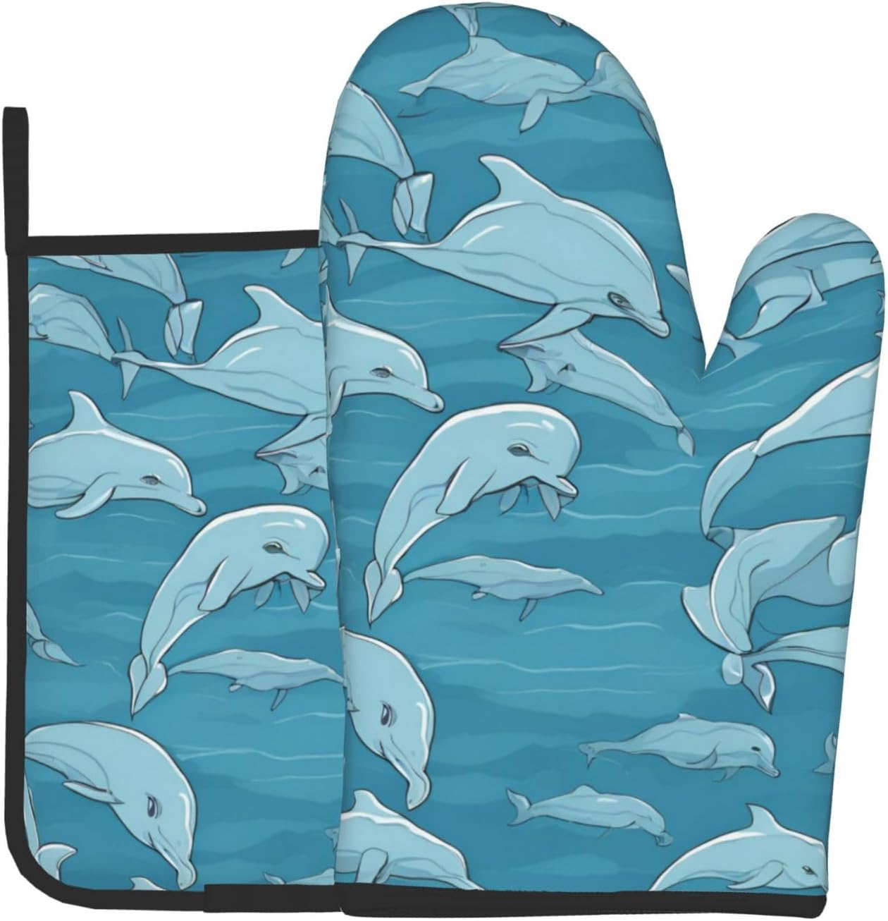 Dolphin Printed Oven Mitts Non-Slip Potholders for Kitchen Expert Needs