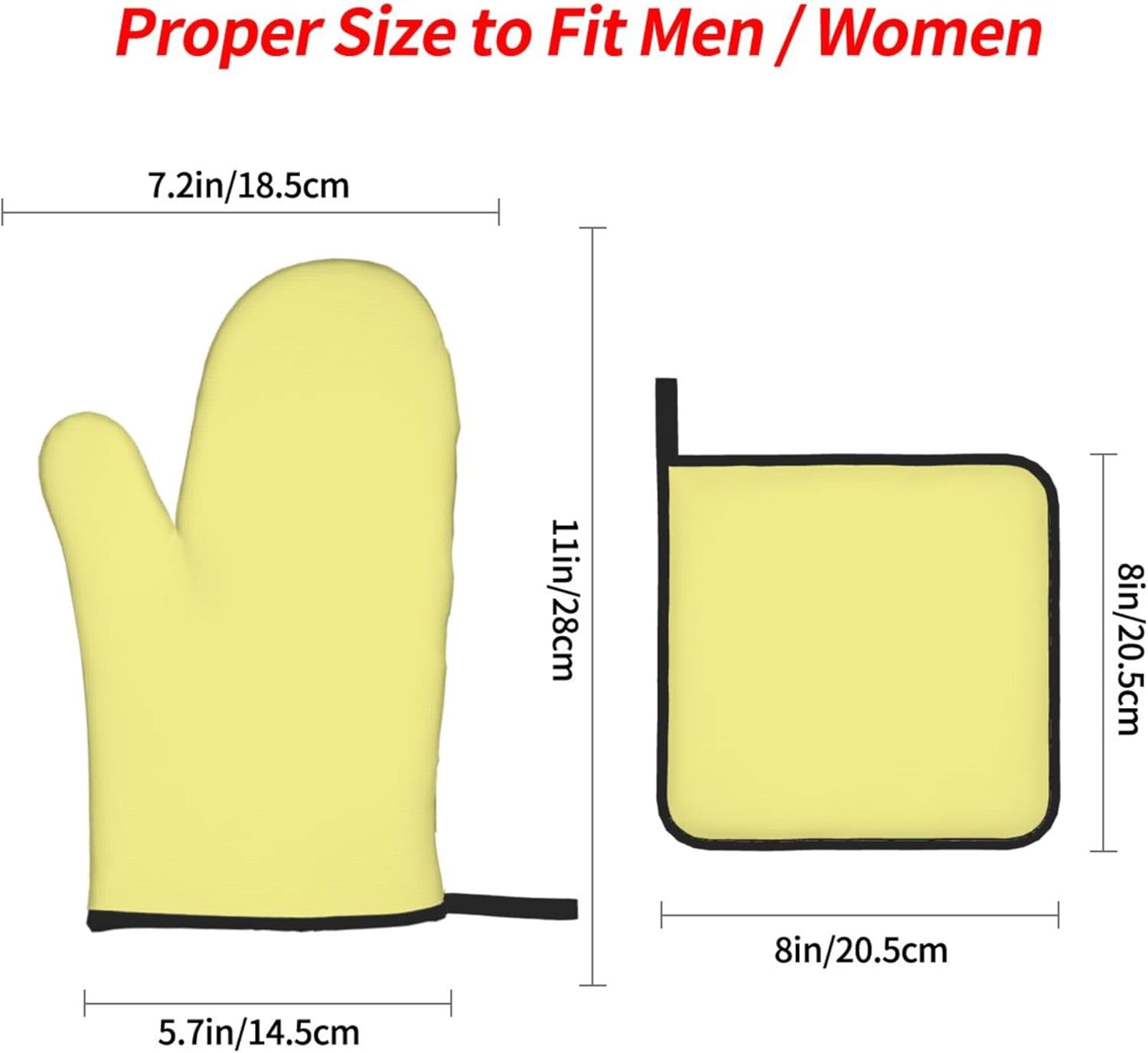 Curdesi Heat-Resistant Oven Mitts Set 4PCS Pale Yellow