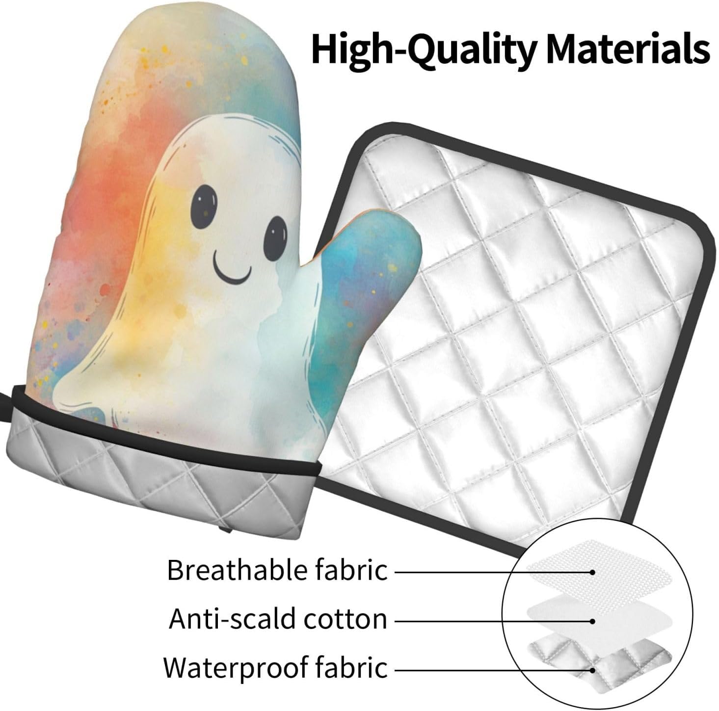 Halloween Friendly Ghost Mitts Pot Holders Set