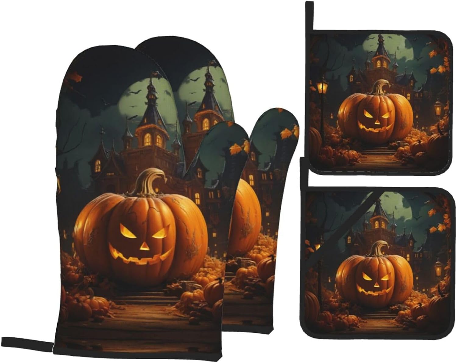 Thick Halloween Oven Mitts Set