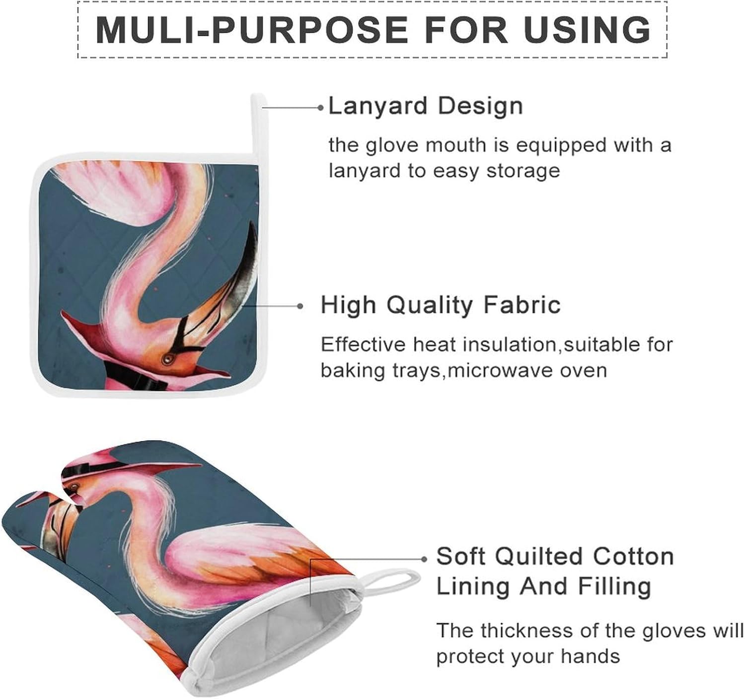 Halloween Flamingo Oven Mitts Set