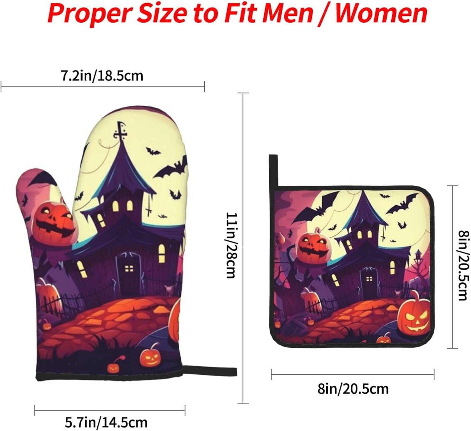 Happy Halloween Oven Mitt Pot Holder Set