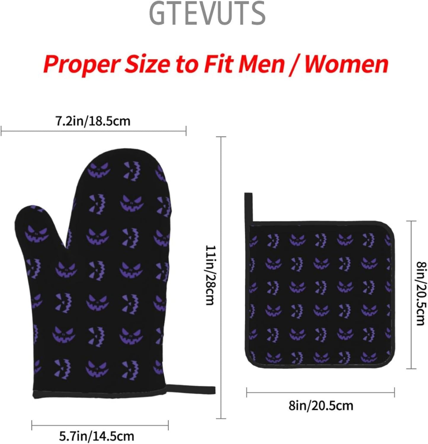 Halloween Purple Scary Ghost Oven Mitts and Pot Holders Sets of 4