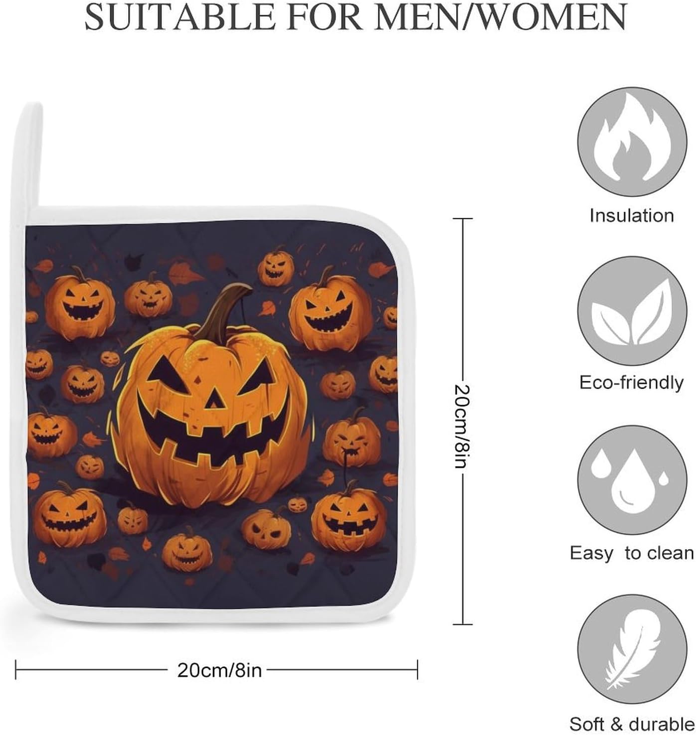 SmtSec Halloween Pumpkin Potholders with Hanging Loops