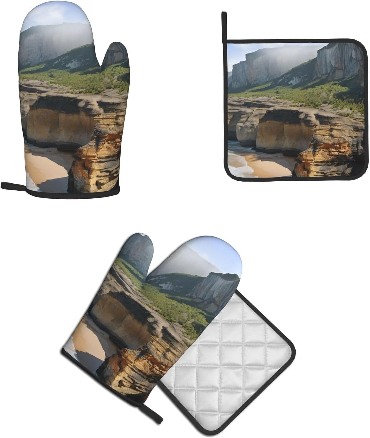 Kauai Hawaii Seashore Oven Mitts and Pot Holders Set of 2
