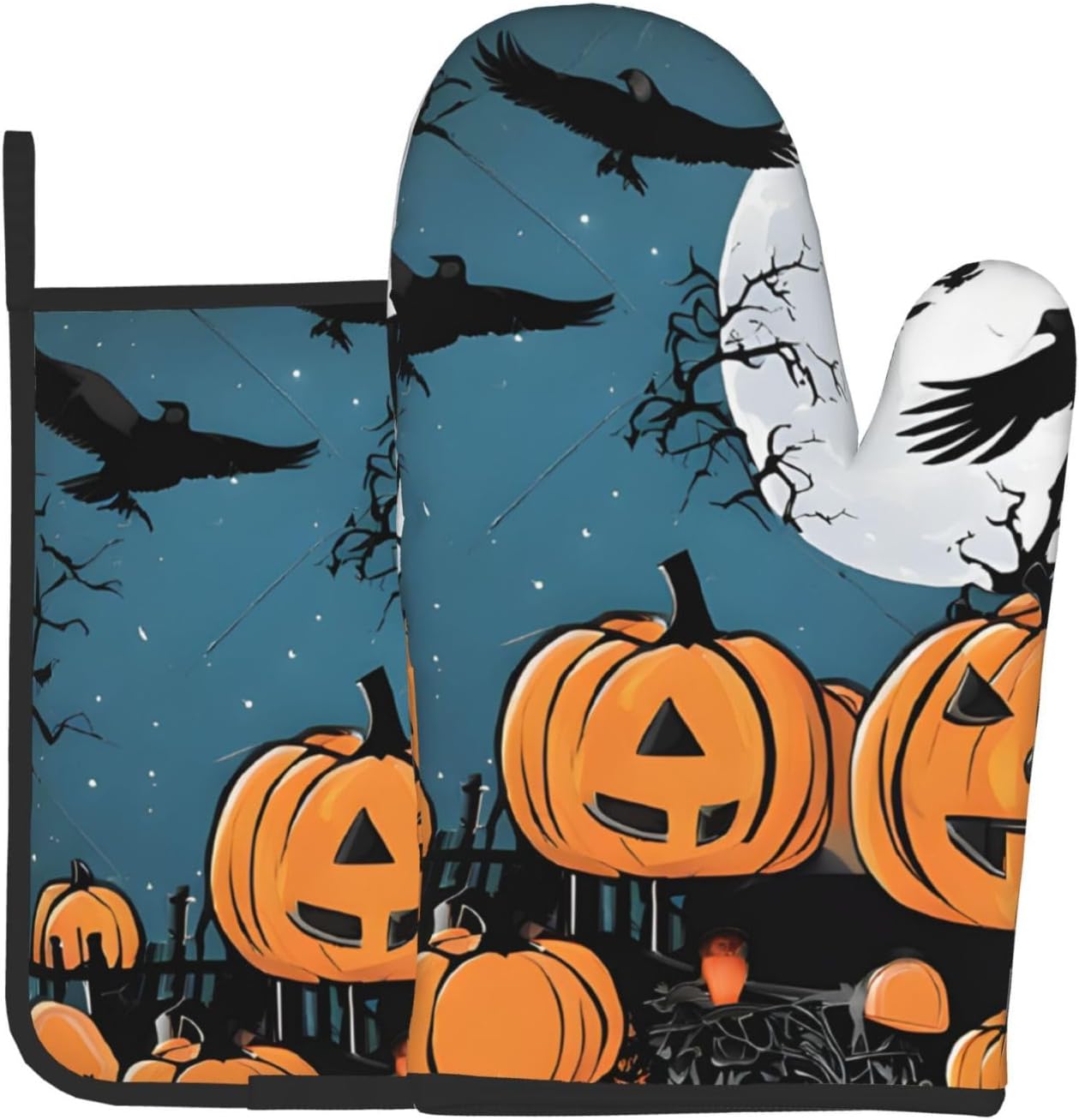Spooktacular Halloween Oven Mitts Pot Holders Set