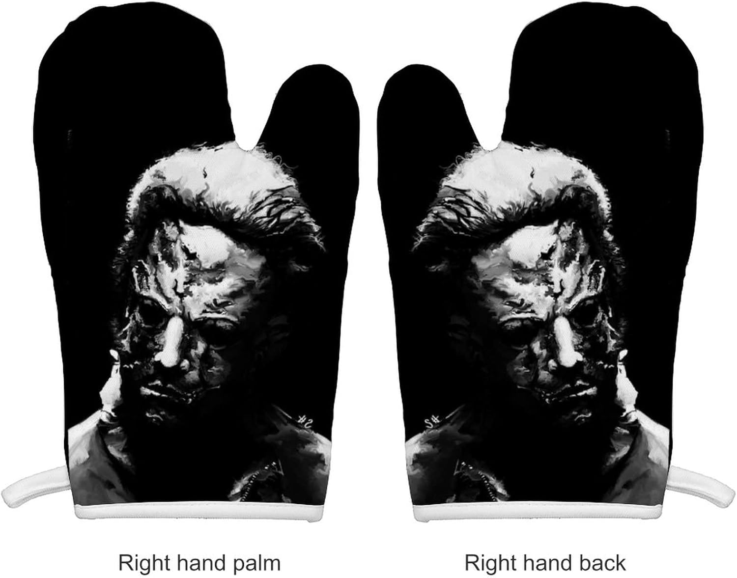 ZHANGXM Oven Mitts Halloween Michael Myers Soft Cotton Insulation Gloves