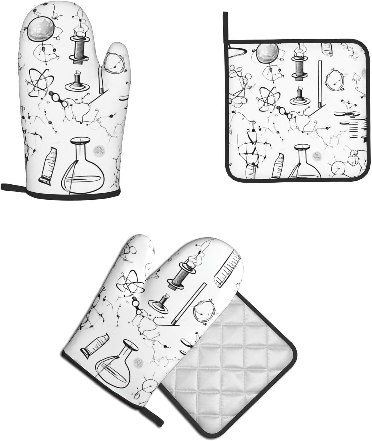 Quopvn Chemistry Print Oven Mitts and Pot Holders 2pcs Set
