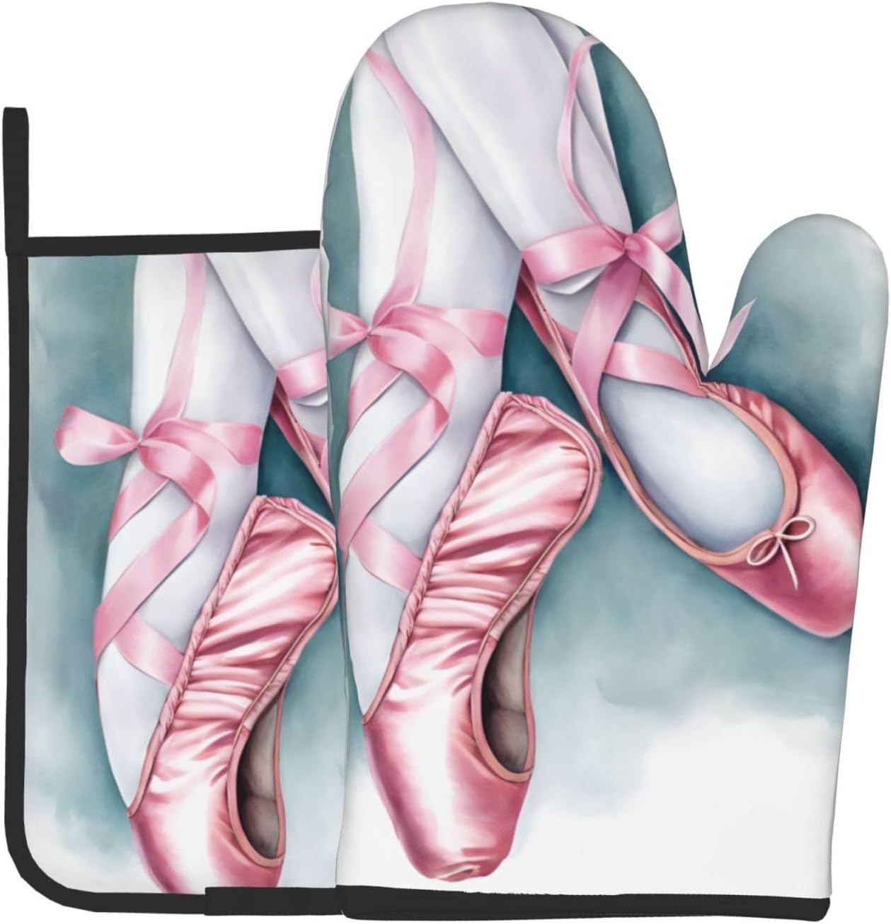 Quopvn Ballet Dancer Printed Oven Mitts and Pot Holders 2 Pack Set