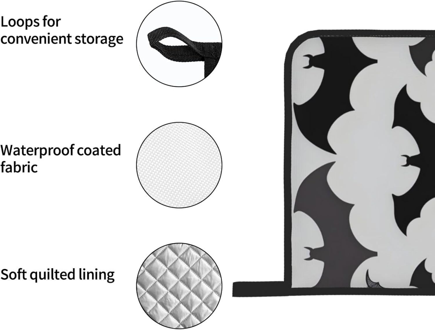 Halloween Oven Mitts Set of 4 - Waterproof Heat-Resistant Grey Prints