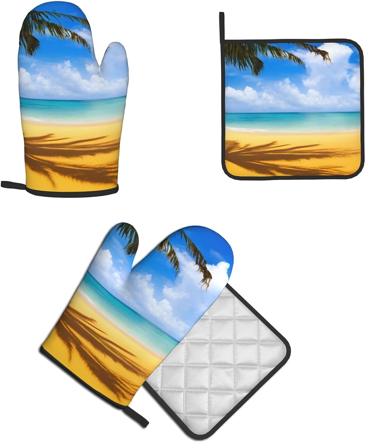 Sunset Palm Printed Oven Mitts and Pot Holders 2pcs Set