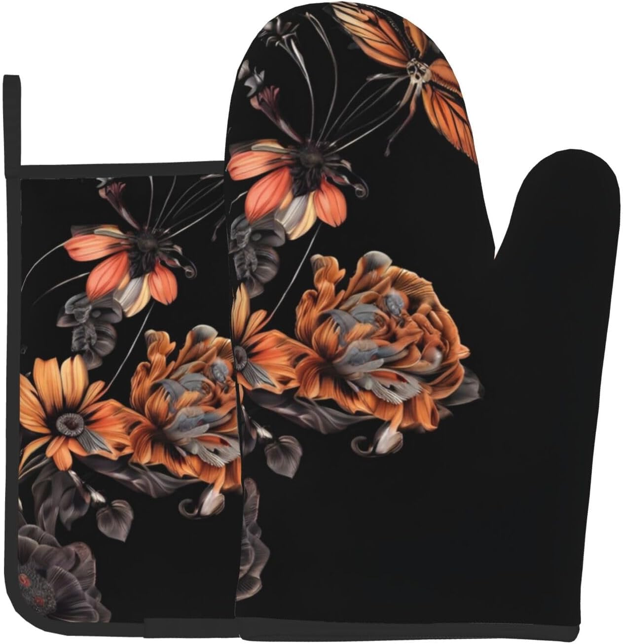Colorful Butterfly Oven Mitts Pot Holders Set