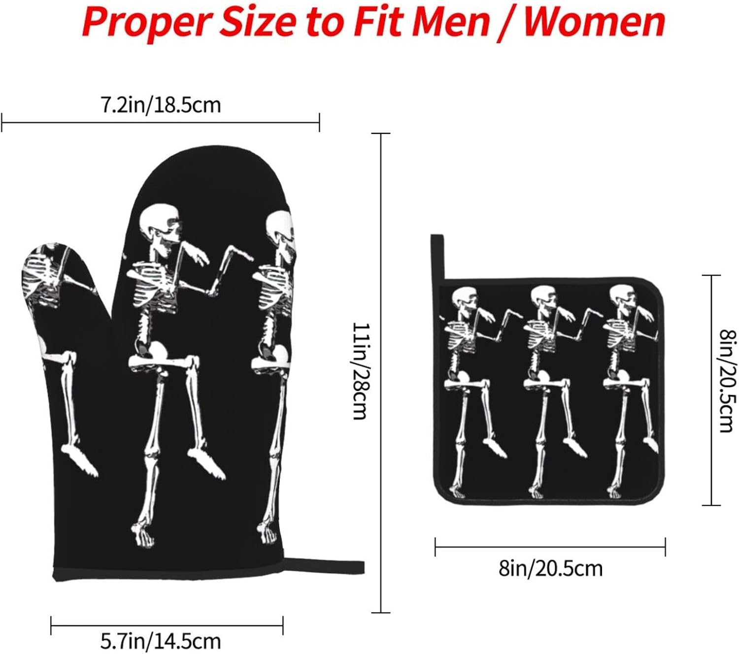 XULLZH Halloween Skeleton Pot Holder Set