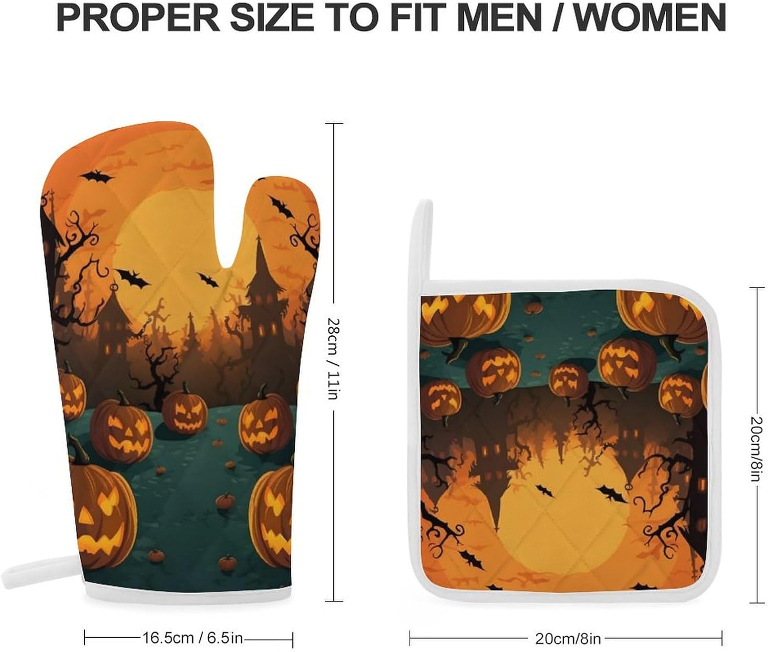 Halloween Orange Oven Mitts Pot Pads Set