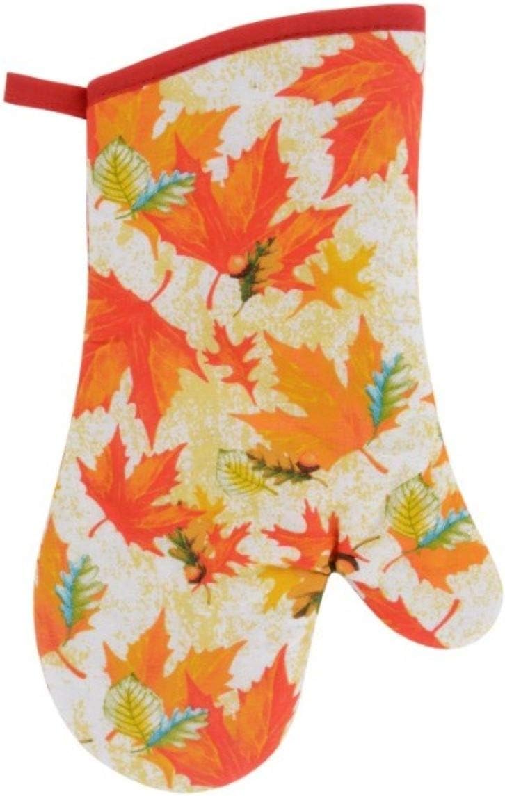 Combined Fall Kitchen Pot Holder Mitt Set - Maple Leaves - Perfect for Autumn