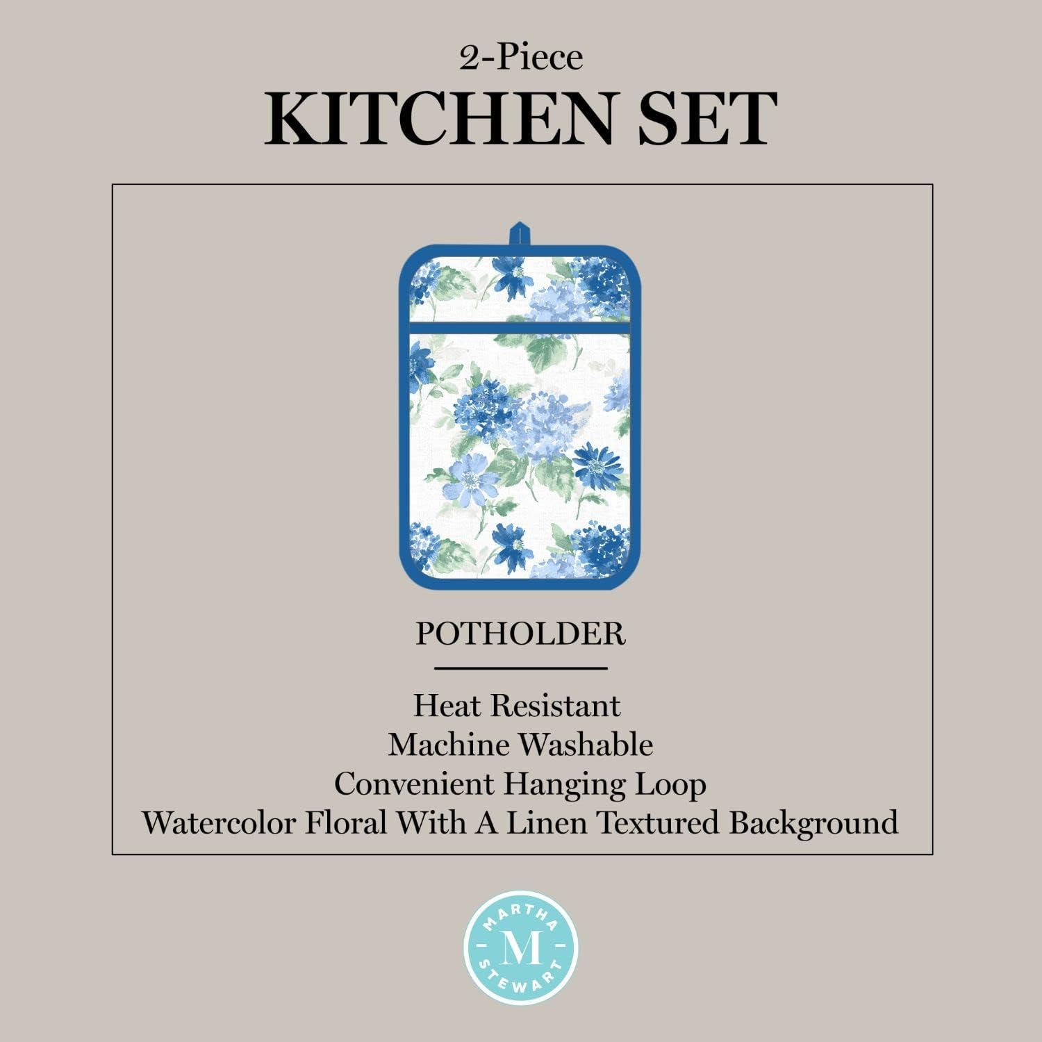Martha Stewart Amber Floral Oven Mitt Set 2 Pack