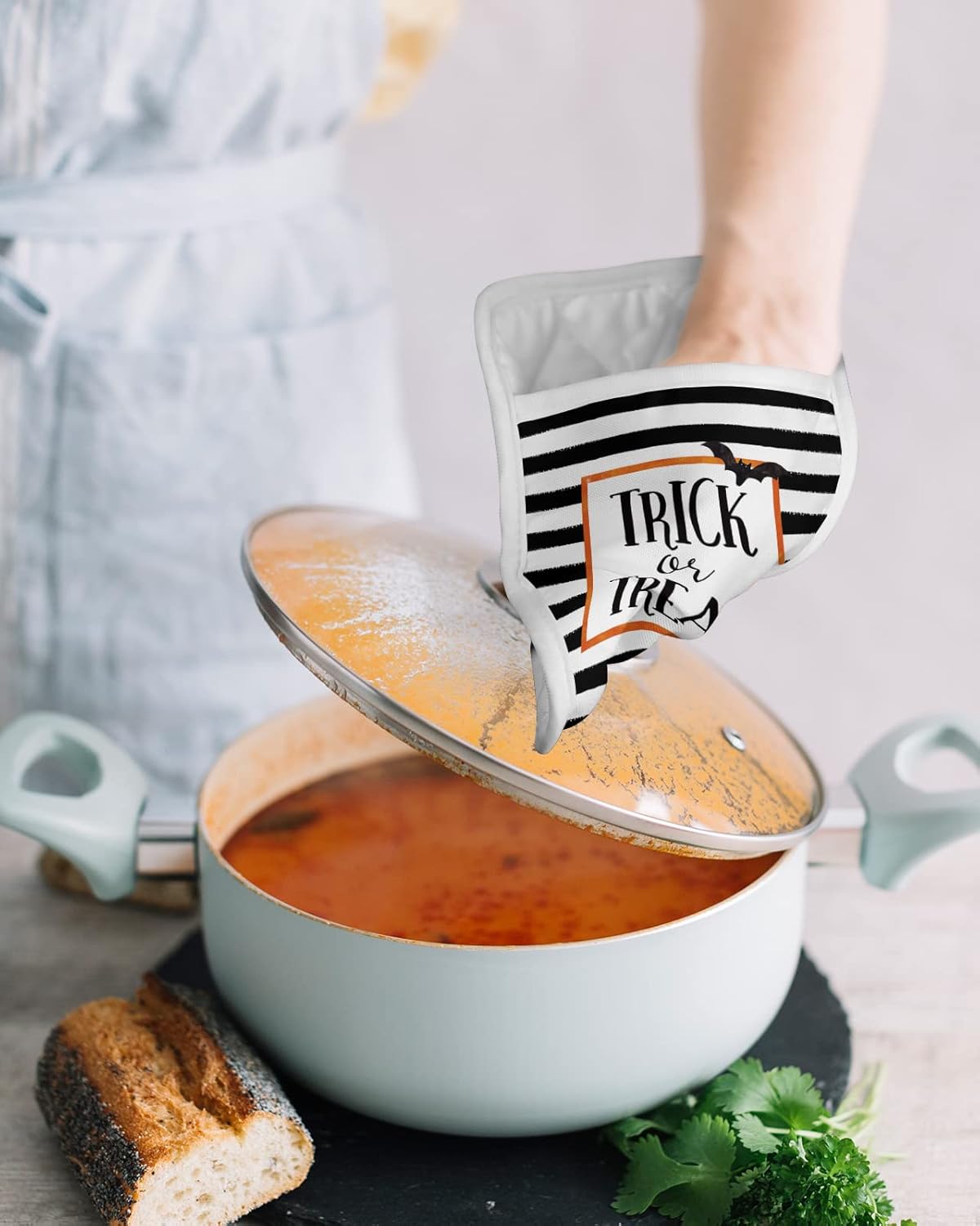 Spooktacular Halloween Bats Pot Holder Set with Pocket for Oven Mitts