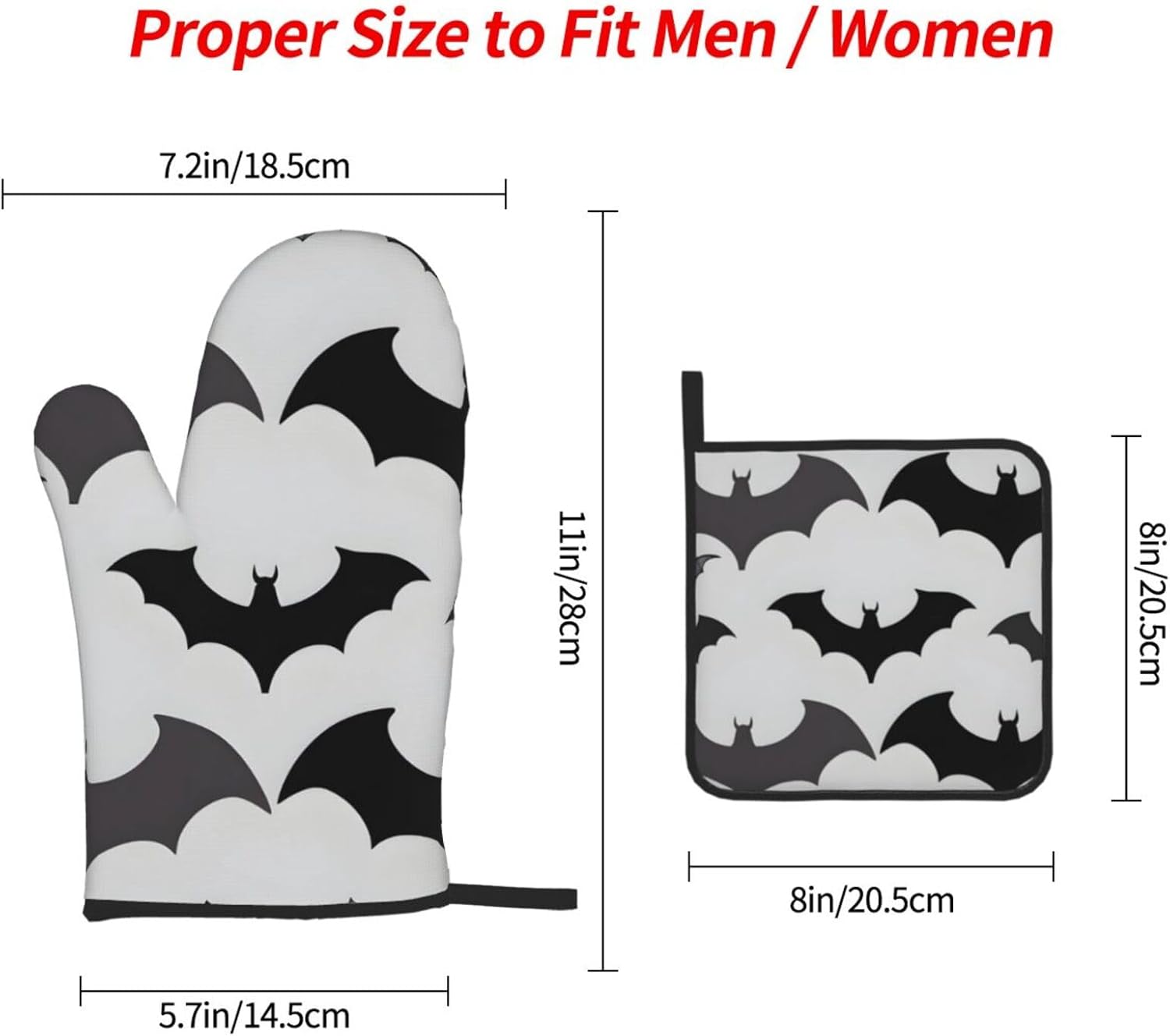 Halloween Bats Oven Mitts Set