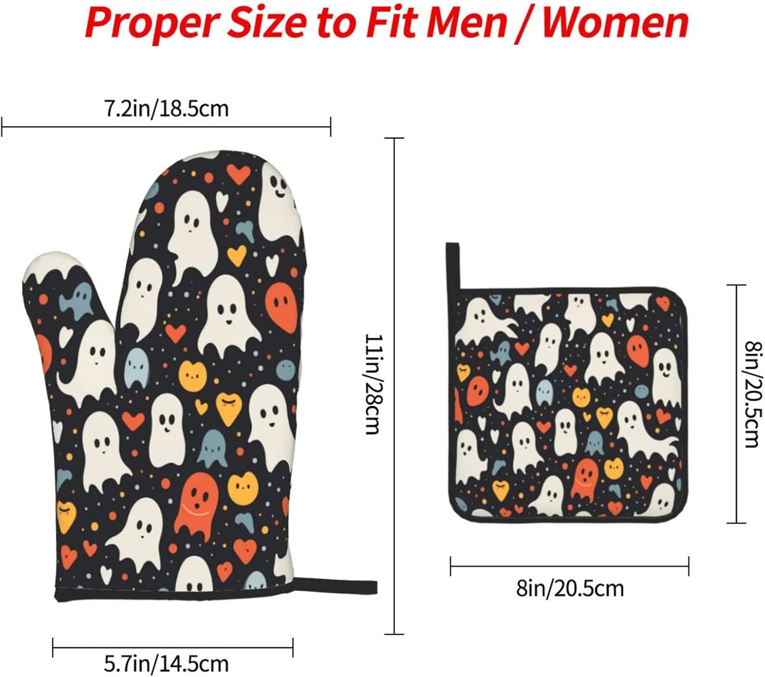 Halloween Stove Ghost Oven Mitts and Pot Holders Set of 3