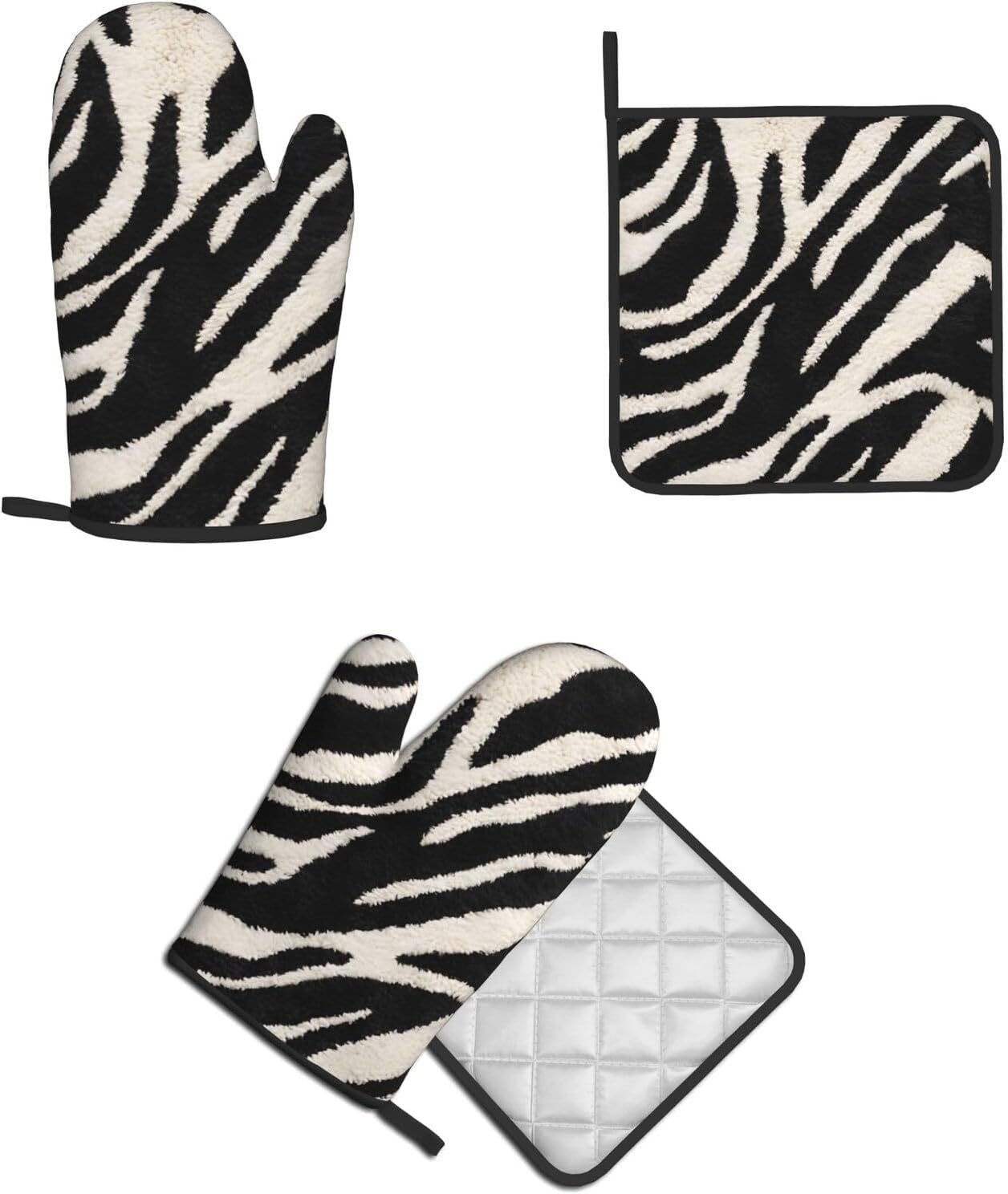 Zebra Animal Print Oven Mitts Set