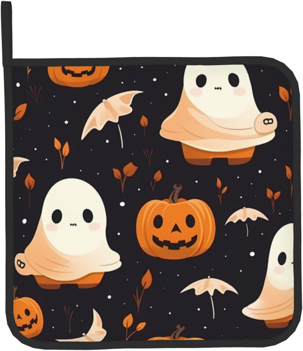Premium Halloween Oven Mitts and Pot Holders Set for Baking BBQ