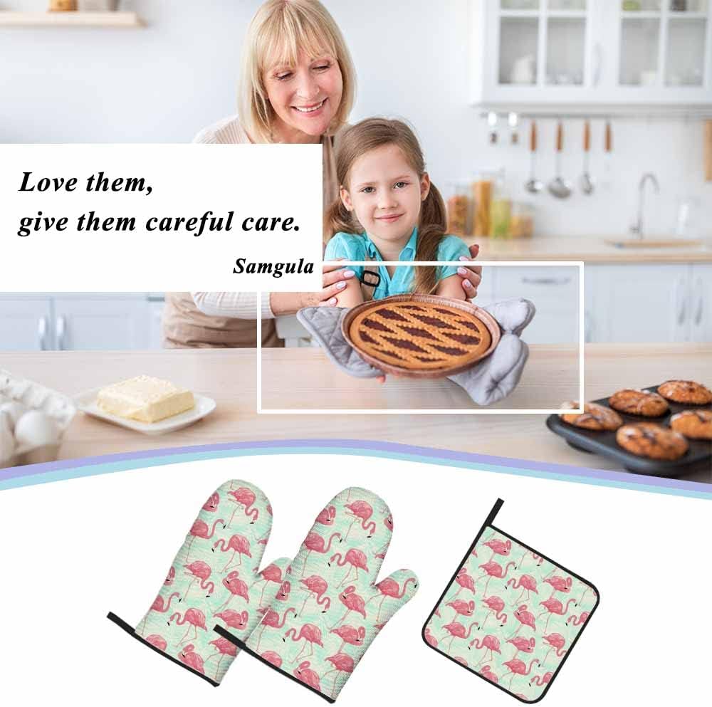 Tropical Heat Resistant Oven Mitt Set