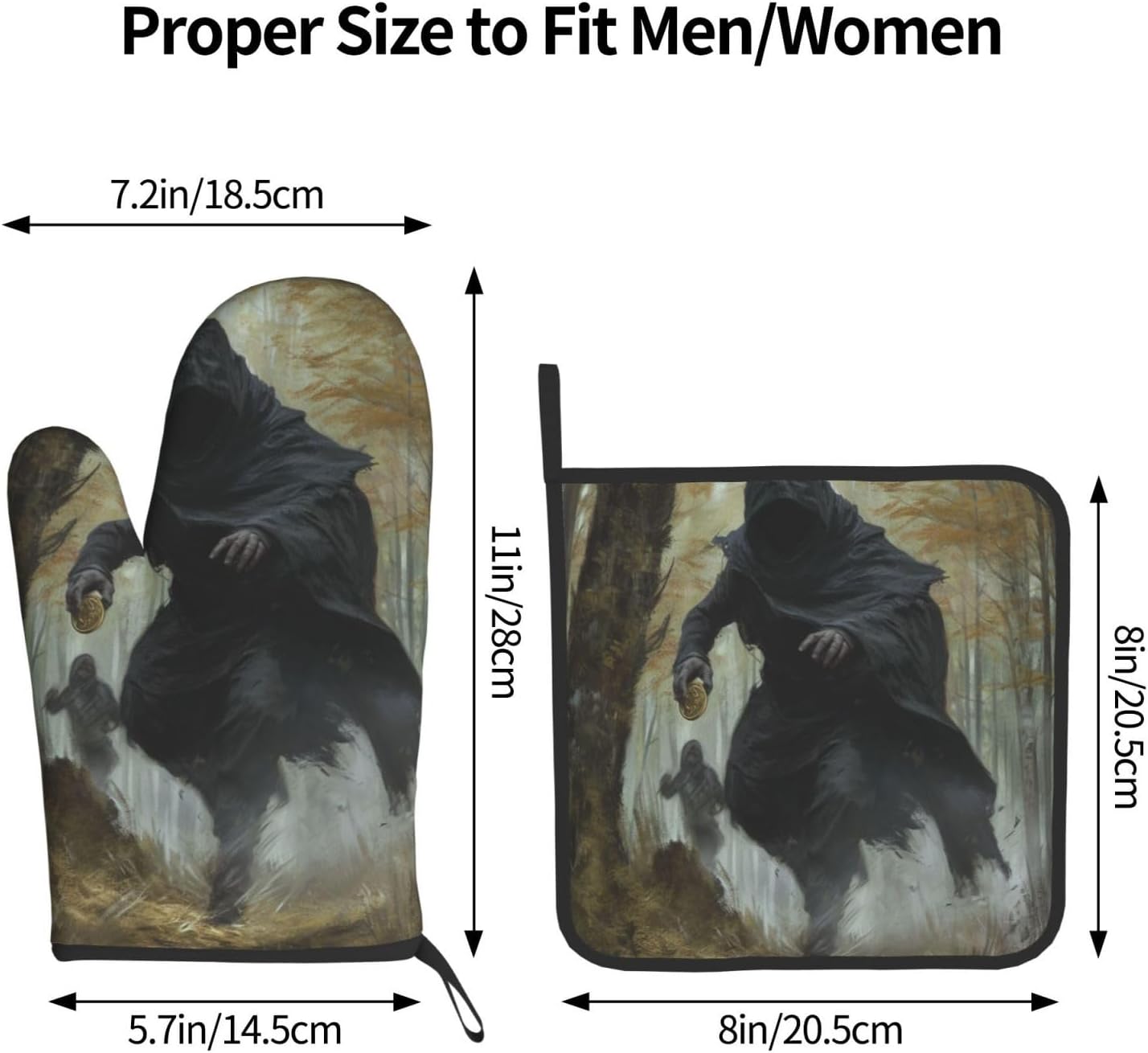 Halloween Heat-Resistant Oven Mitts Set