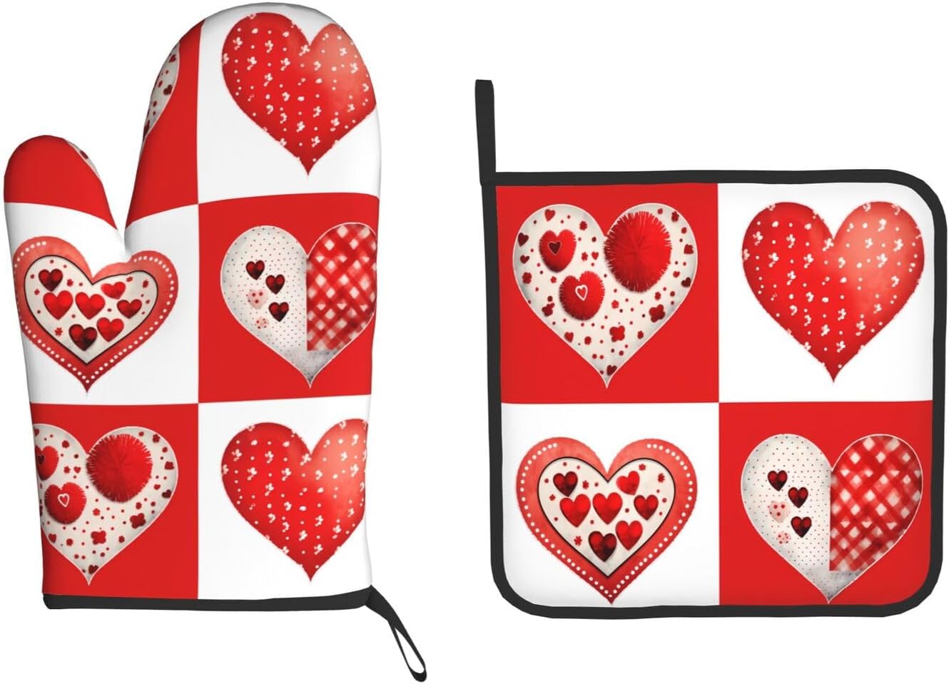 Valentines Day Love Oven Mitt and Pot Holder Set