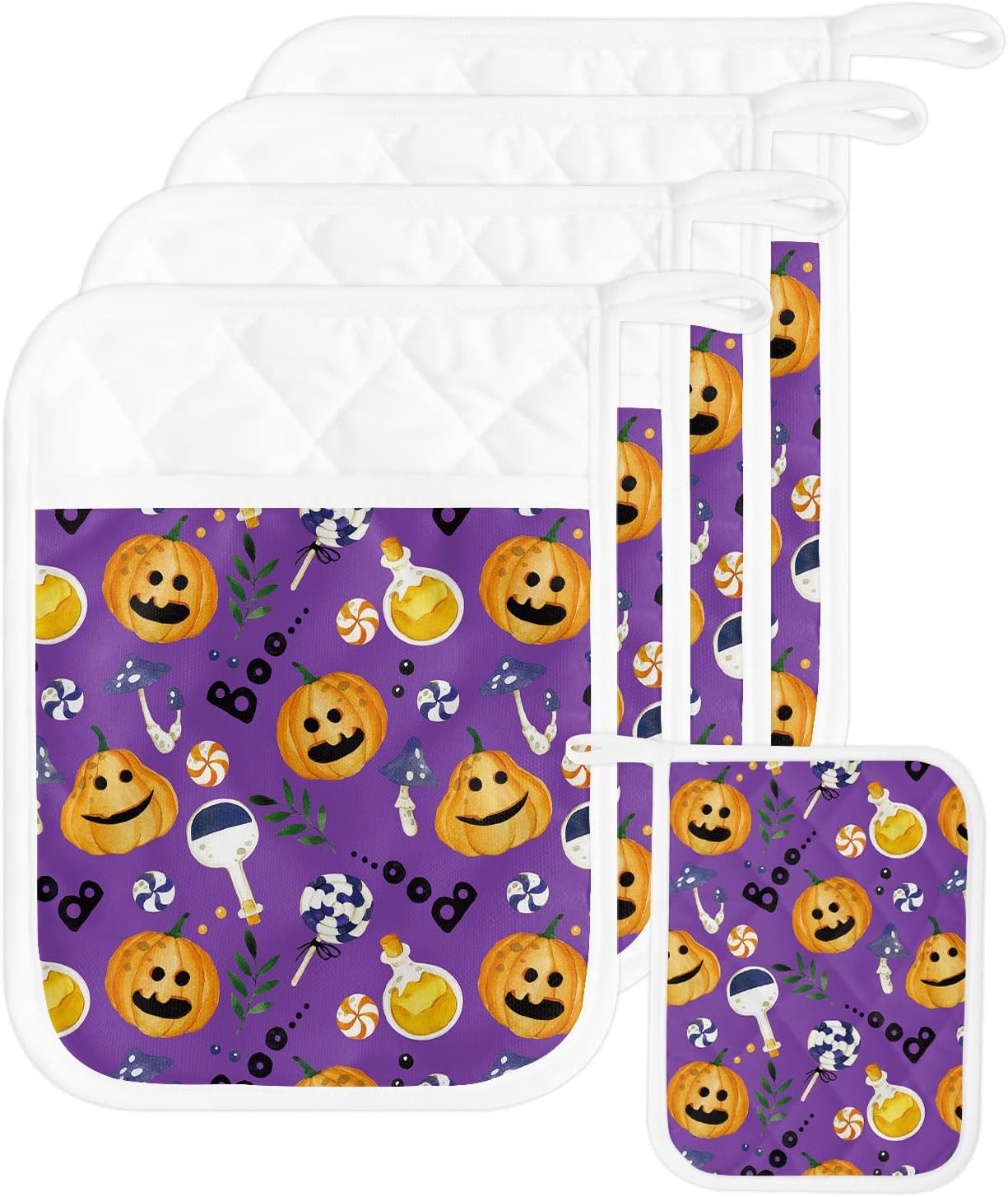 Unique Halloween Boo Pot Holders Set of 5