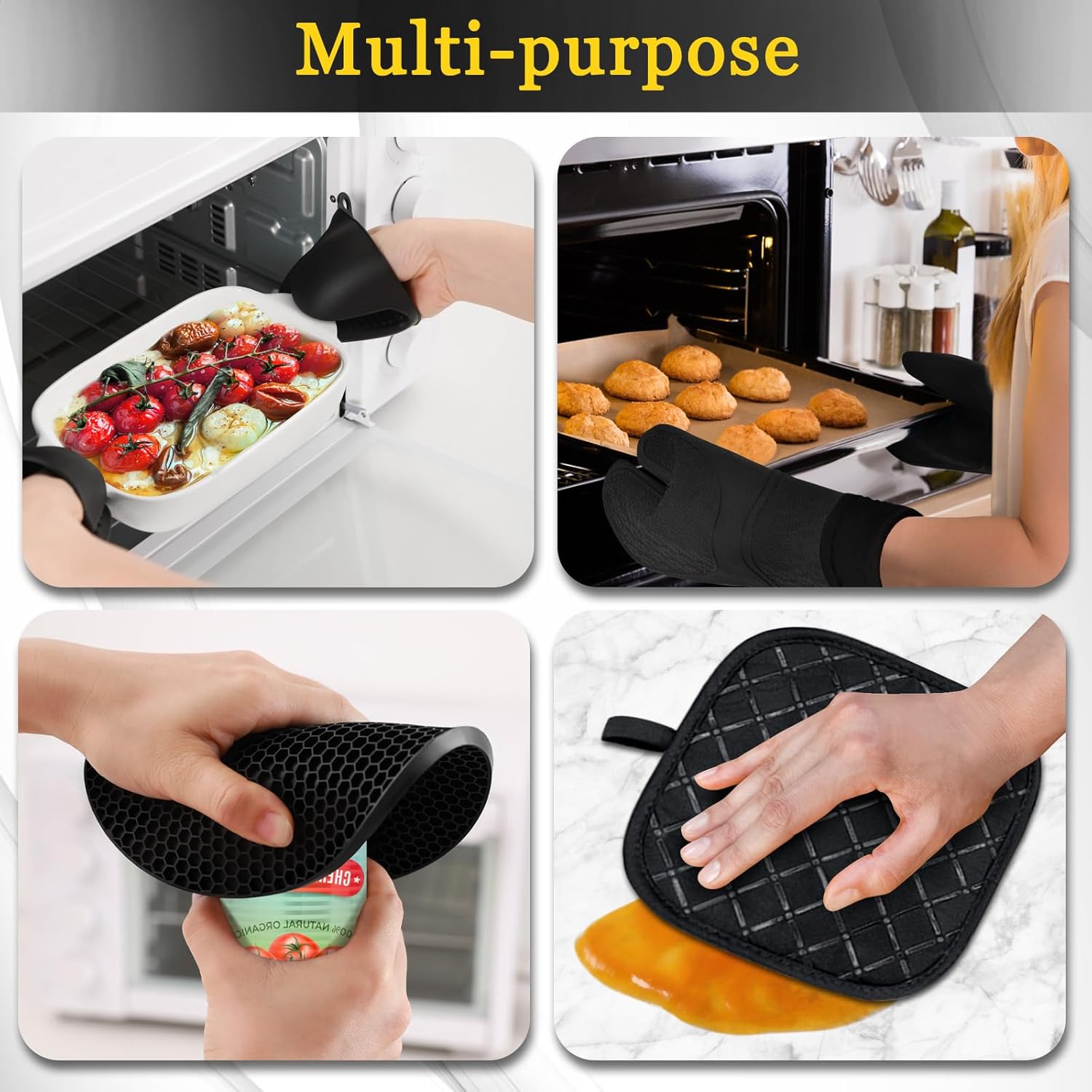 Premium Oven Mitts Pot Holders Set for Heat-Resistant Cooking