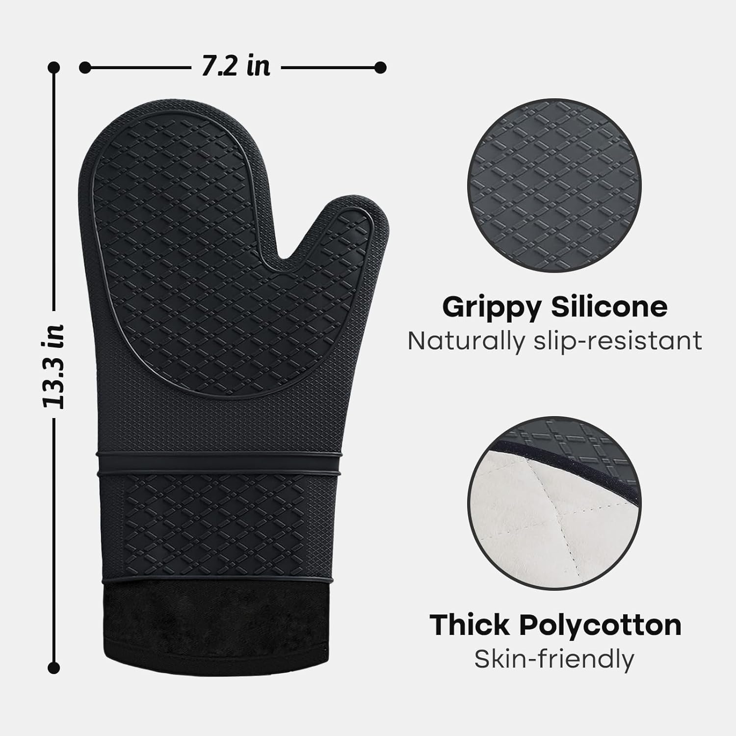 Premium Silicone Oven Mitts Heat-Resistant up to 500F