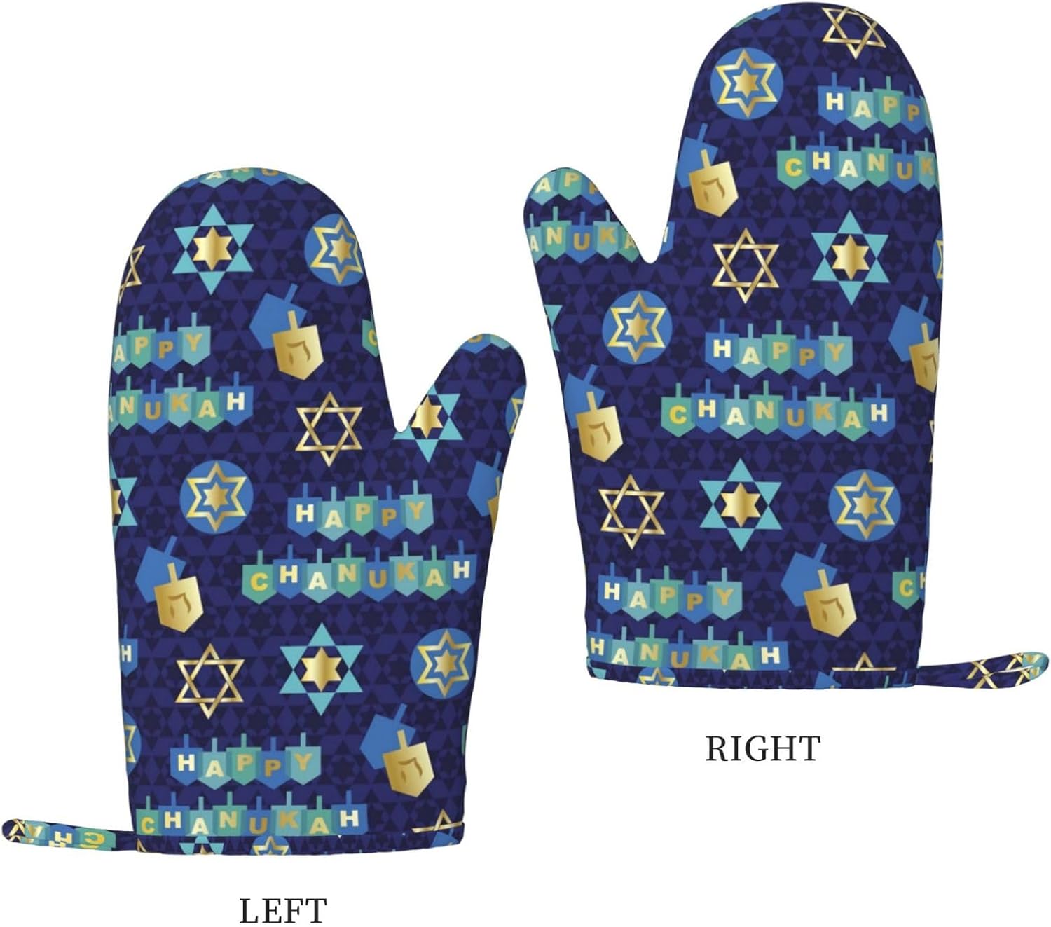 Happy Hanukkah Oven Mitts with Silicone Palm