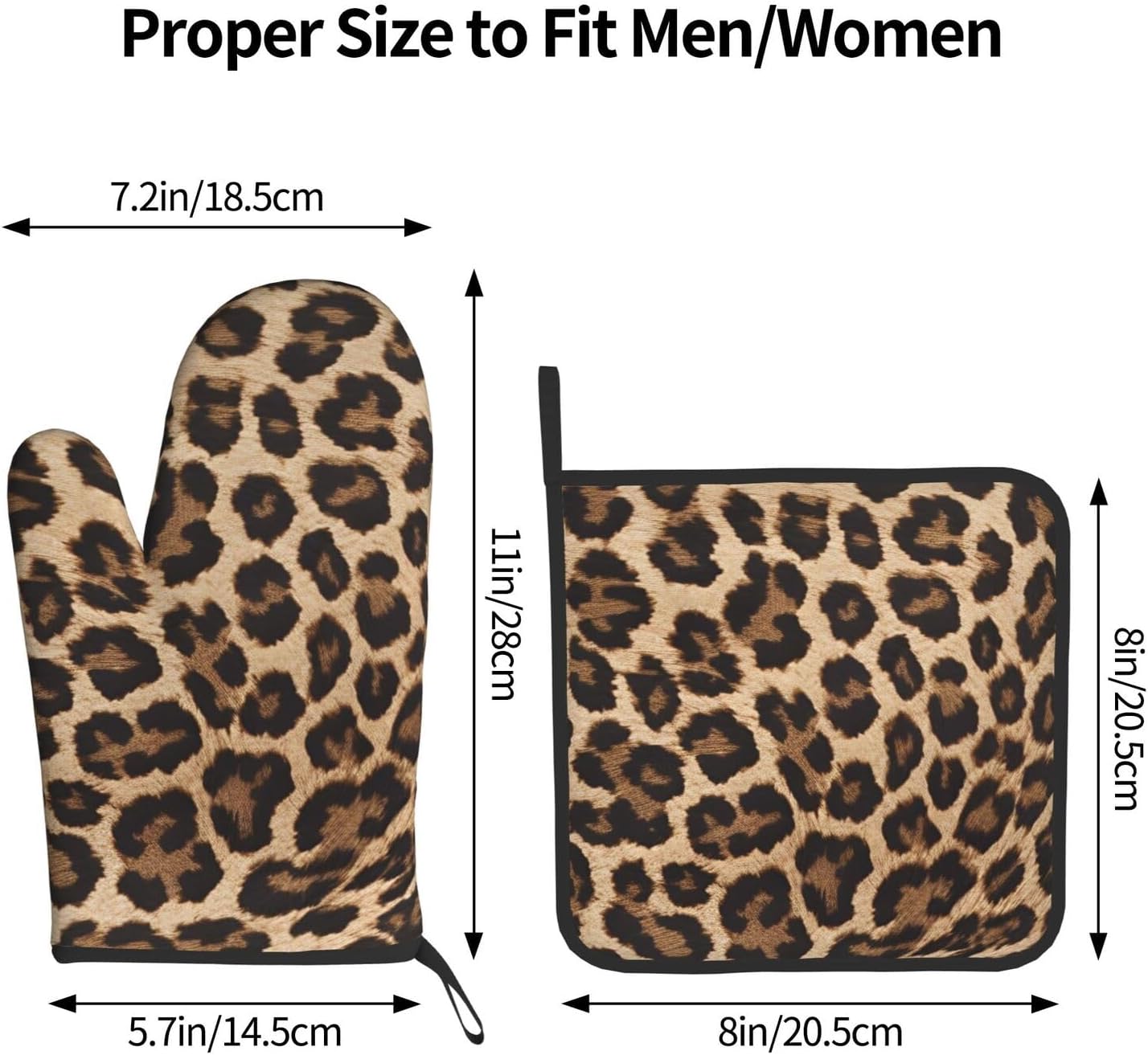 Leopard Pattern Oven Mitts Pot Holders Heat-Resistant Durable
