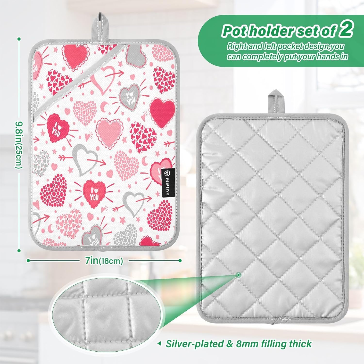 Valentines Day Heart Potholders Heat Resistant
