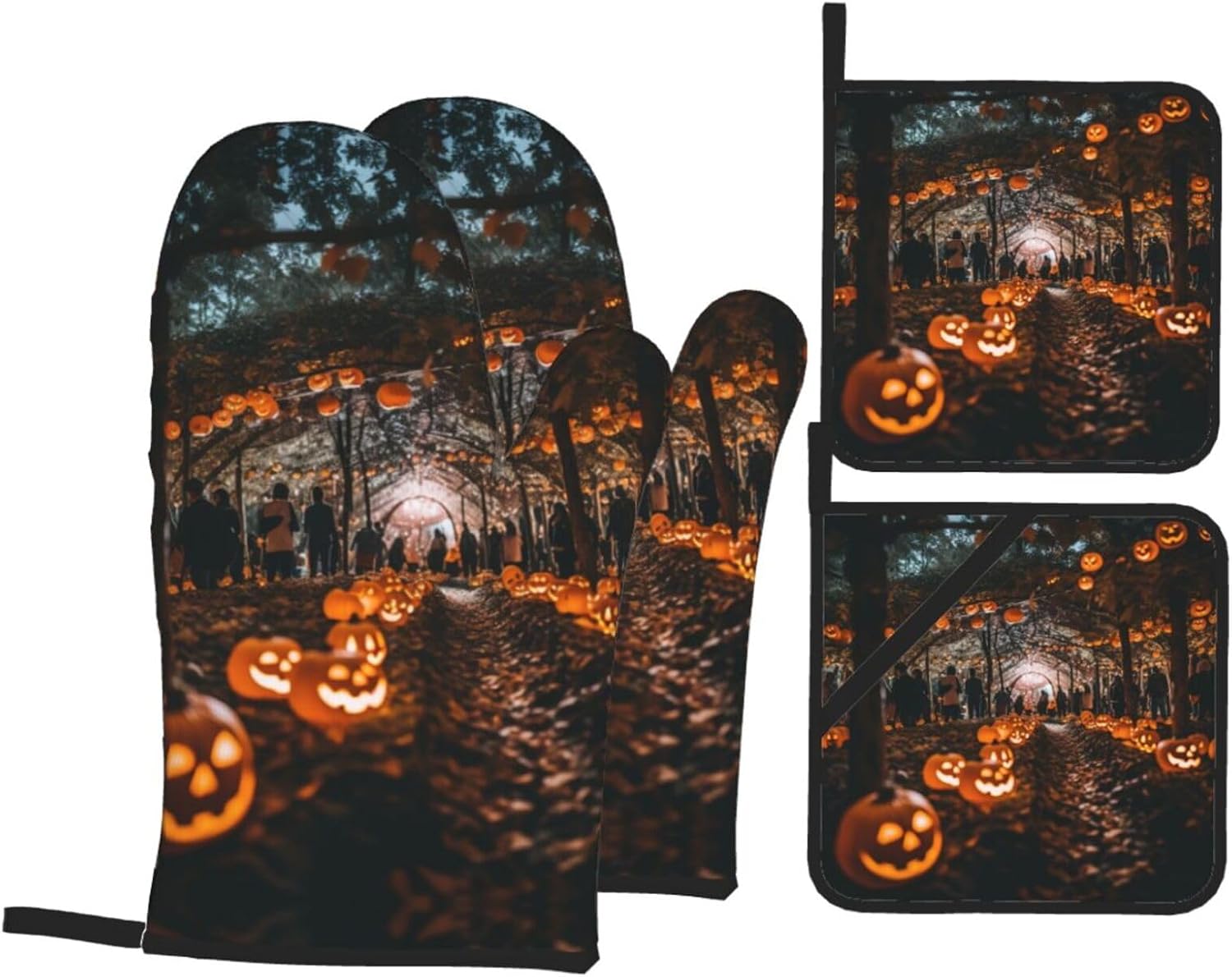 Halloween Trick or Treat 4-Piece Oven Mitt Set