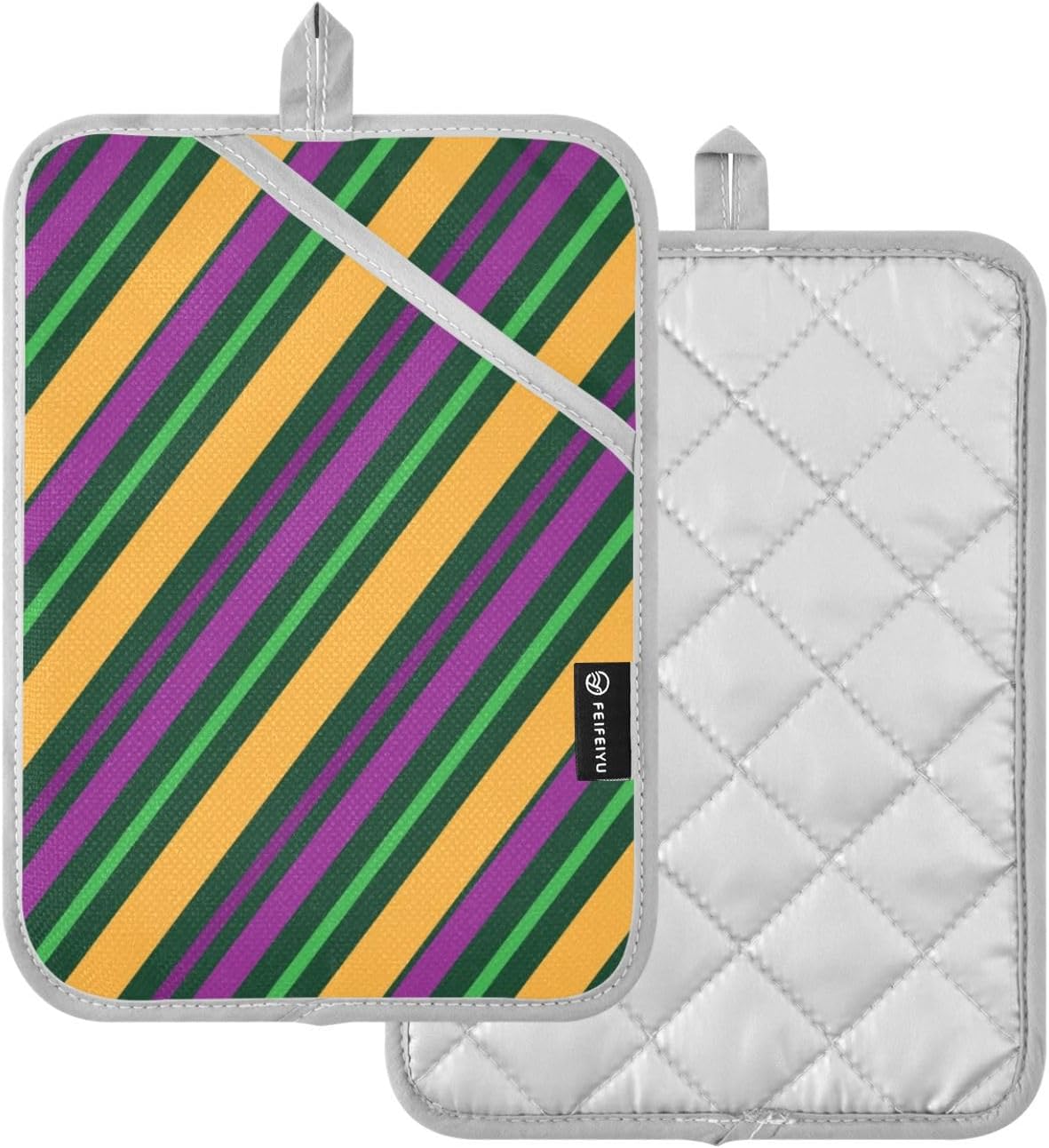 Mardi Gras Striped 2-Pack Potholders