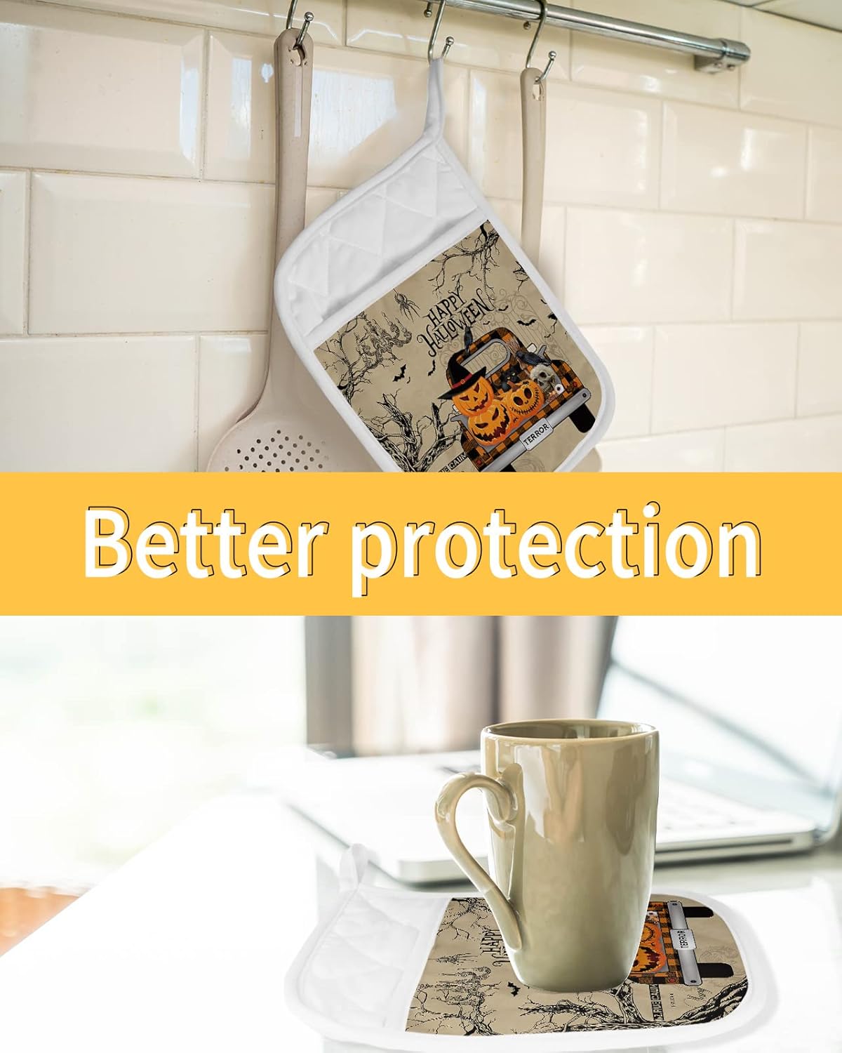 Halloween Creepy Kitchen Potholders 5PCS Set