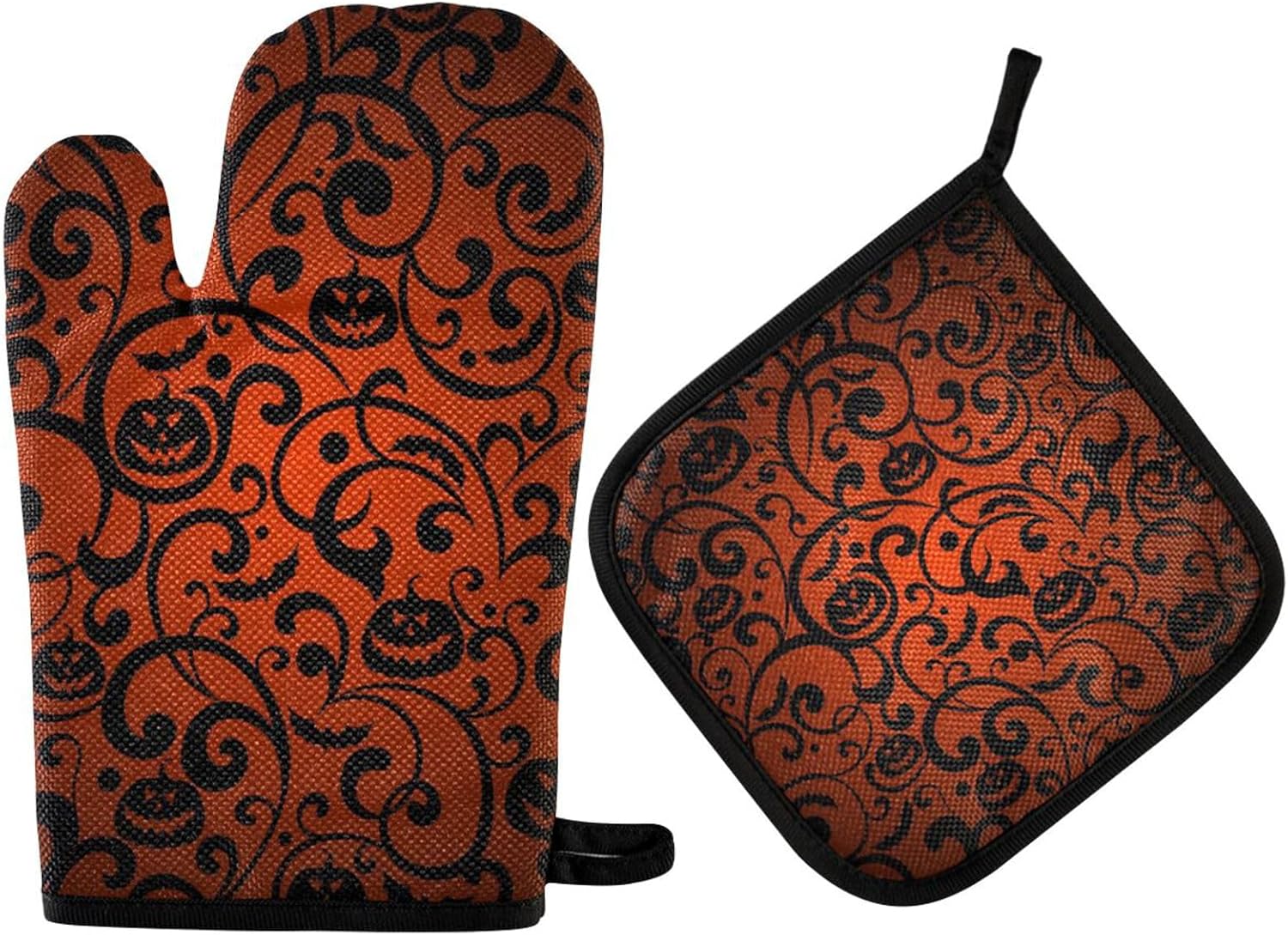 Pumpkin Flower Halloween Oven Mitts Set 2 Piece