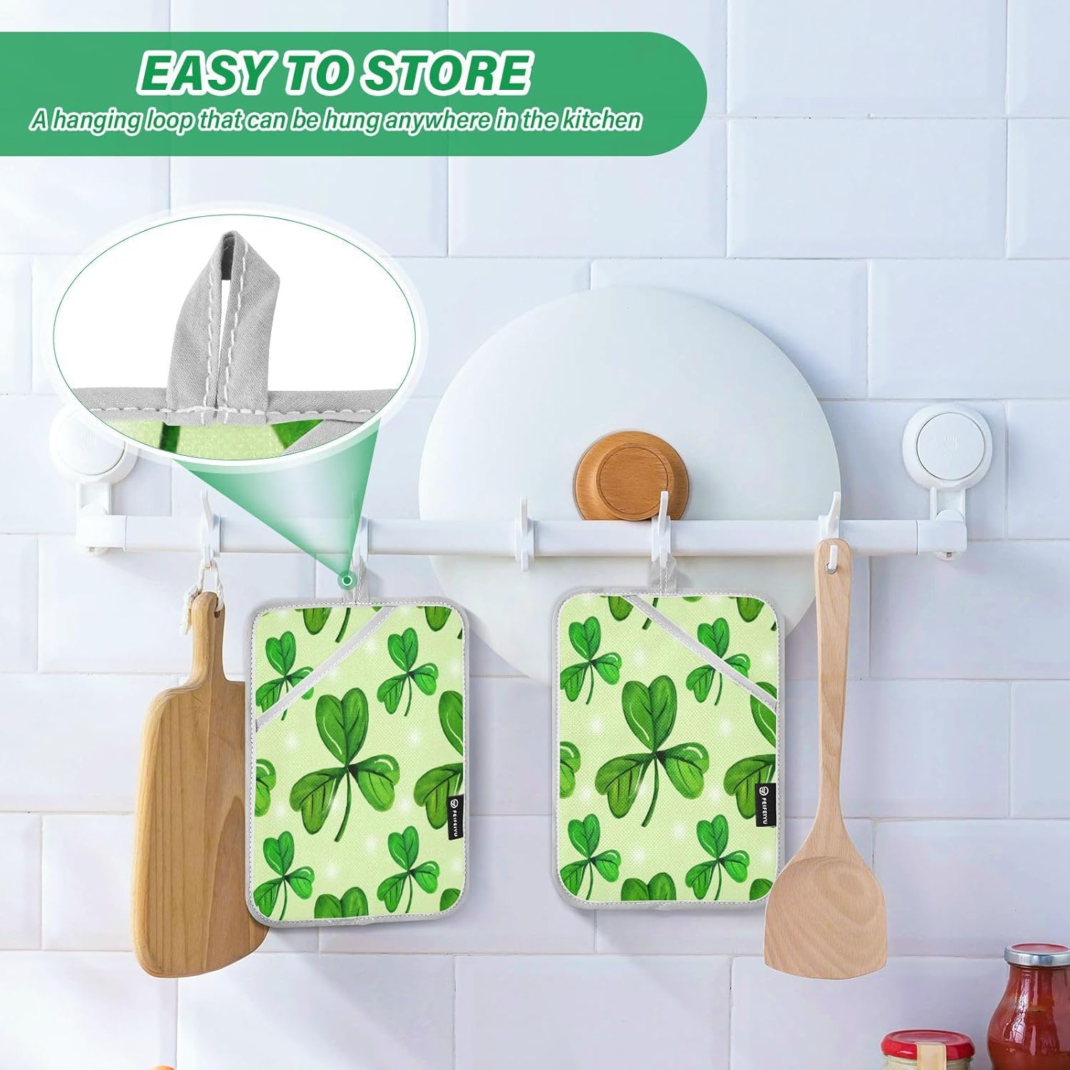 Kcldeci Watercolour Shamrock Pattern Pot Holders