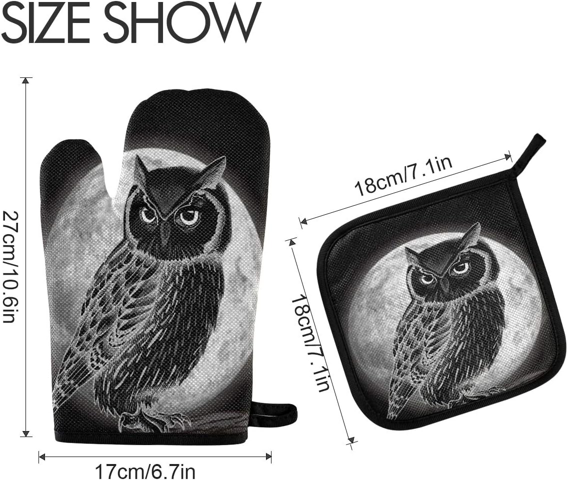 Halloween Animal Owl Potholders Oven Mitts Set