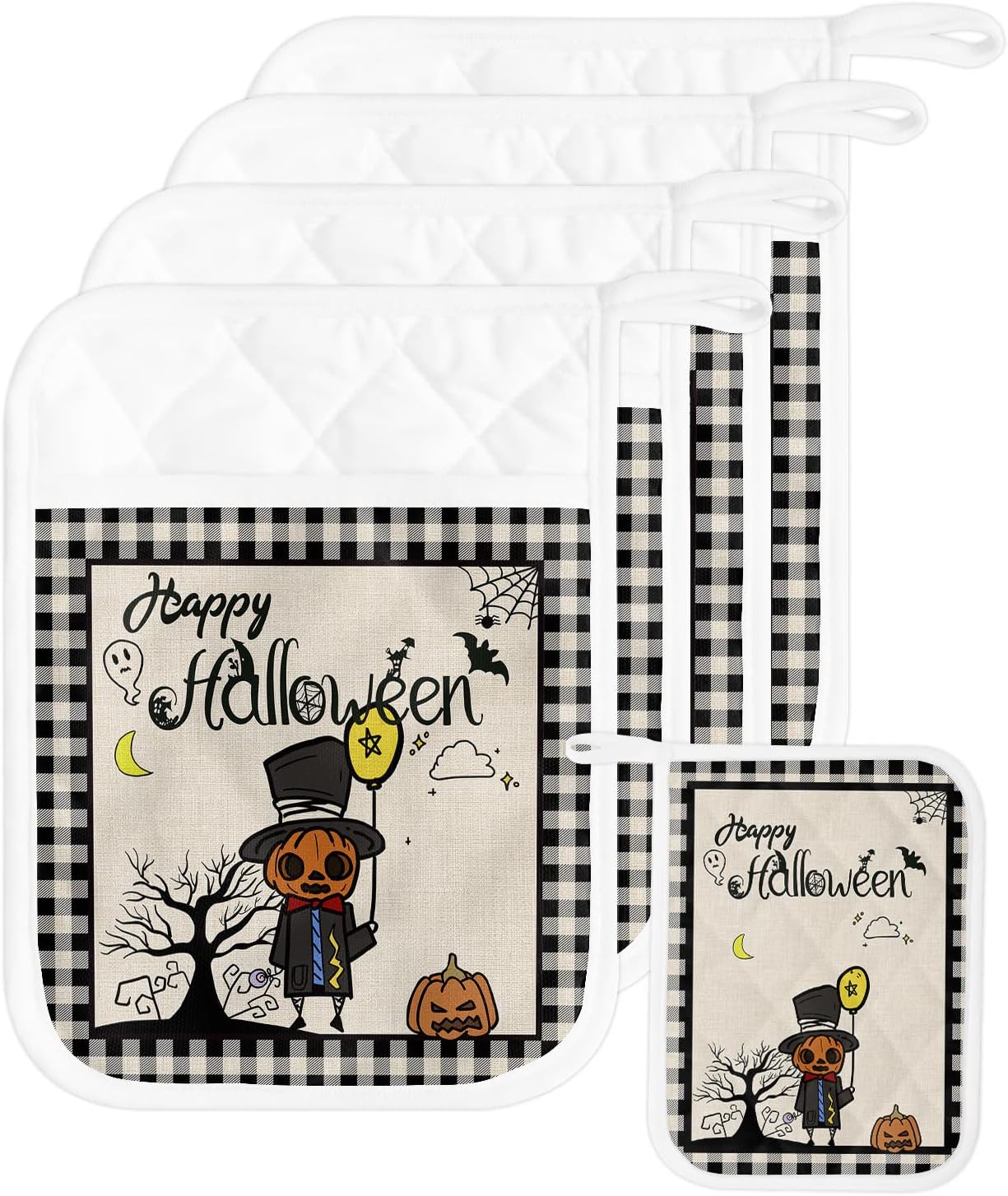 Halloween Ghost Potholders Set of 5 with Pocket